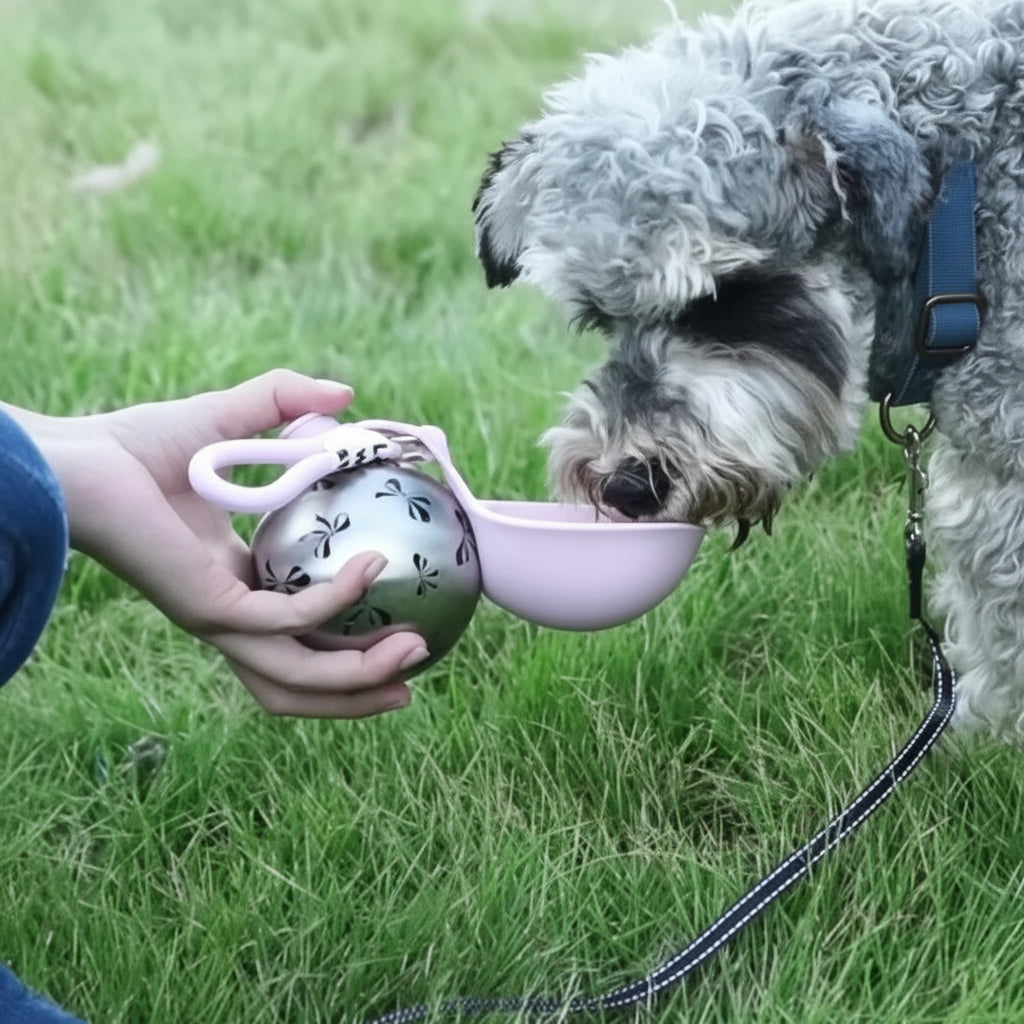 G51 Leakproof Stainless Steel Dog Water Bottle with Foldable Silicone Bowl Portable Pet Travel Dispenser for Walking Camping